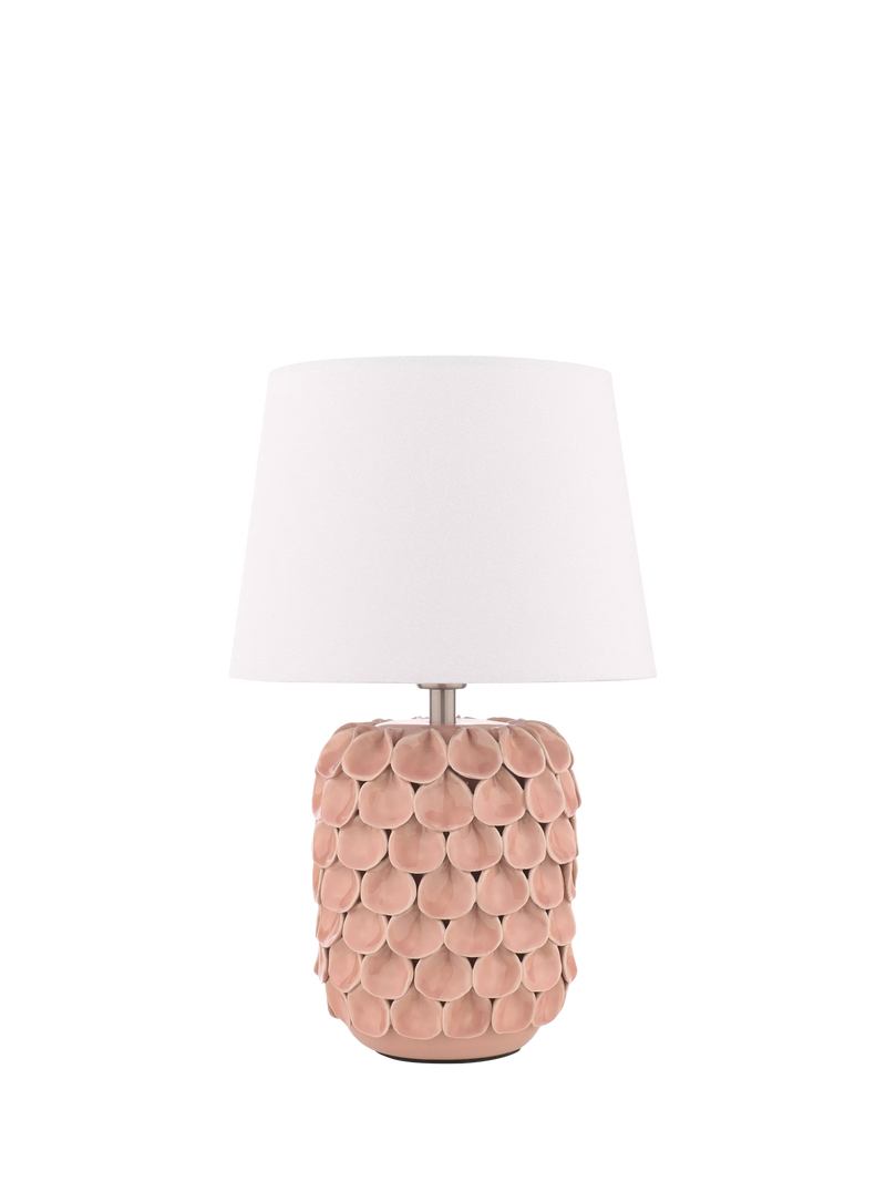 Laura Ashley Marwick ceramic table lamp in pink, imported from the UK