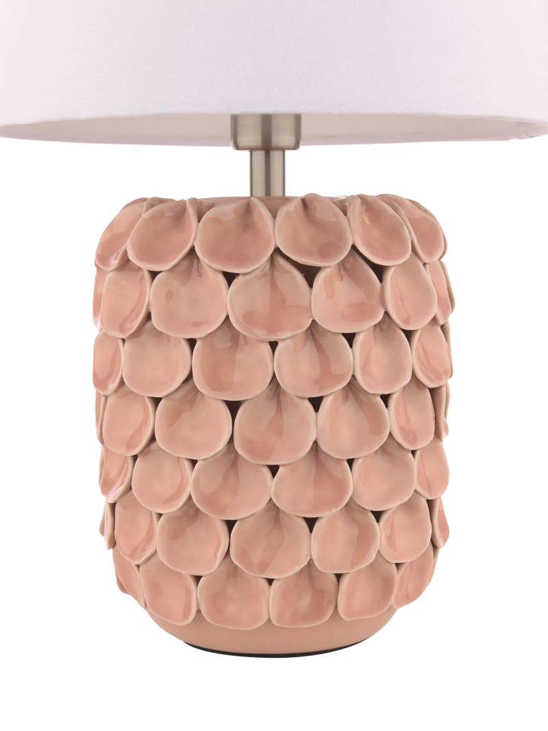 Laura Ashley Marwick ceramic table lamp in pink, imported from the UK