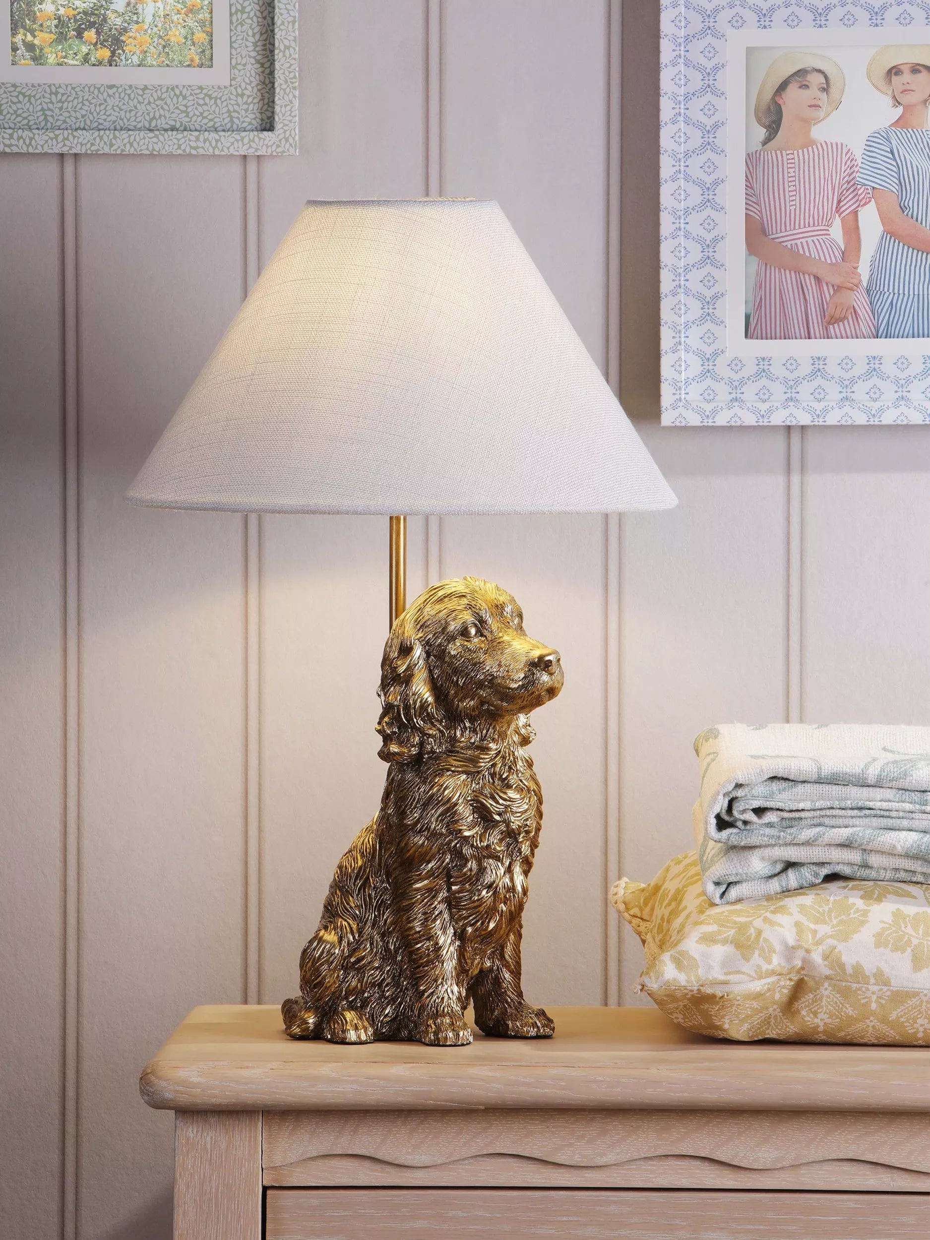 Laura Ashley gold cocker spaniel table lamp, imported from the UK
