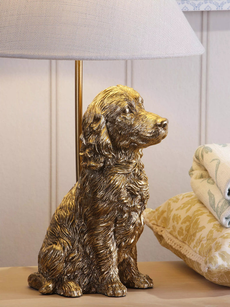Laura Ashley gold cocker spaniel table lamp, imported from the UK