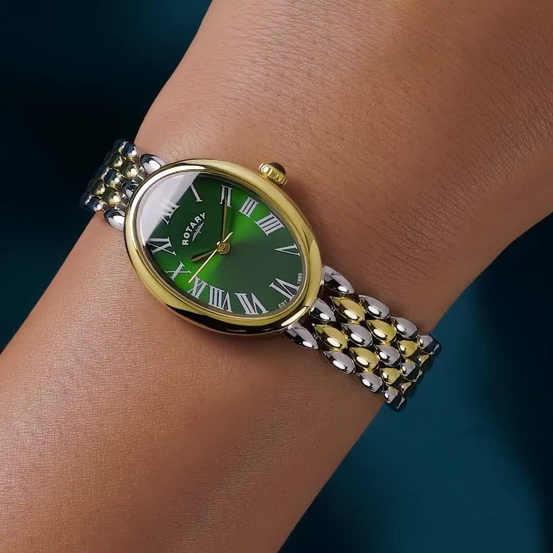 Rotary Heritage Astoria bracelet watch green dial gold tone, UK version