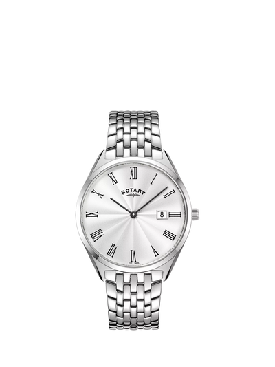 John Lewis Rotary Men's Ultra Slim Bracelet Strap Watch, Silver- Buy online at McGrocer