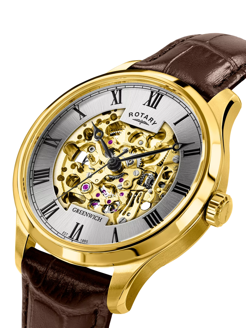 Rotary Greenwich skeleton automatic watch 42mm (British brand)