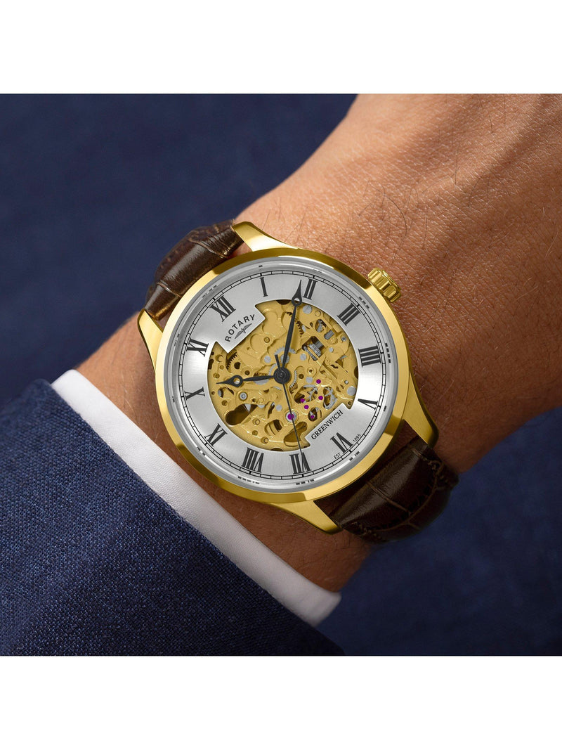 Rotary Greenwich skeleton automatic watch 42mm (British brand)