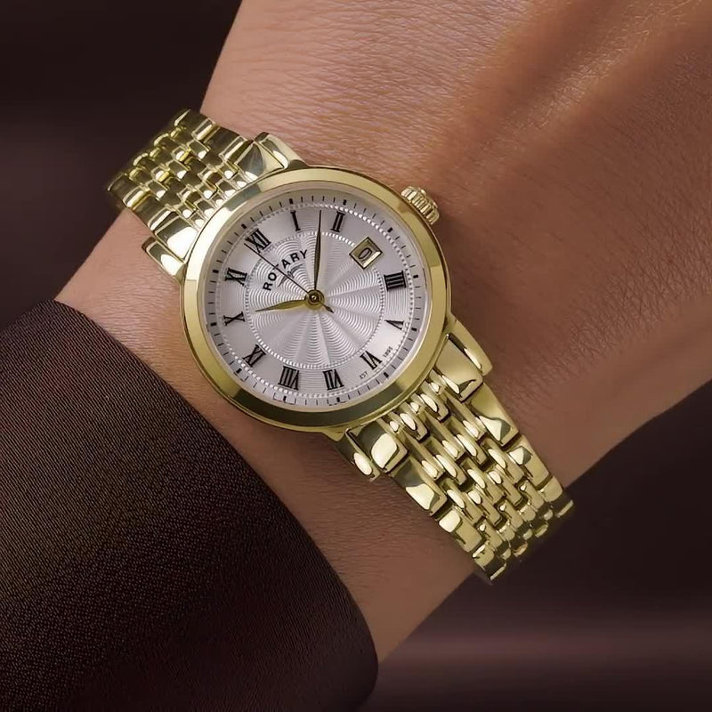 Rotary women's watch gold PVD Roman numerals 27mm, UK version
