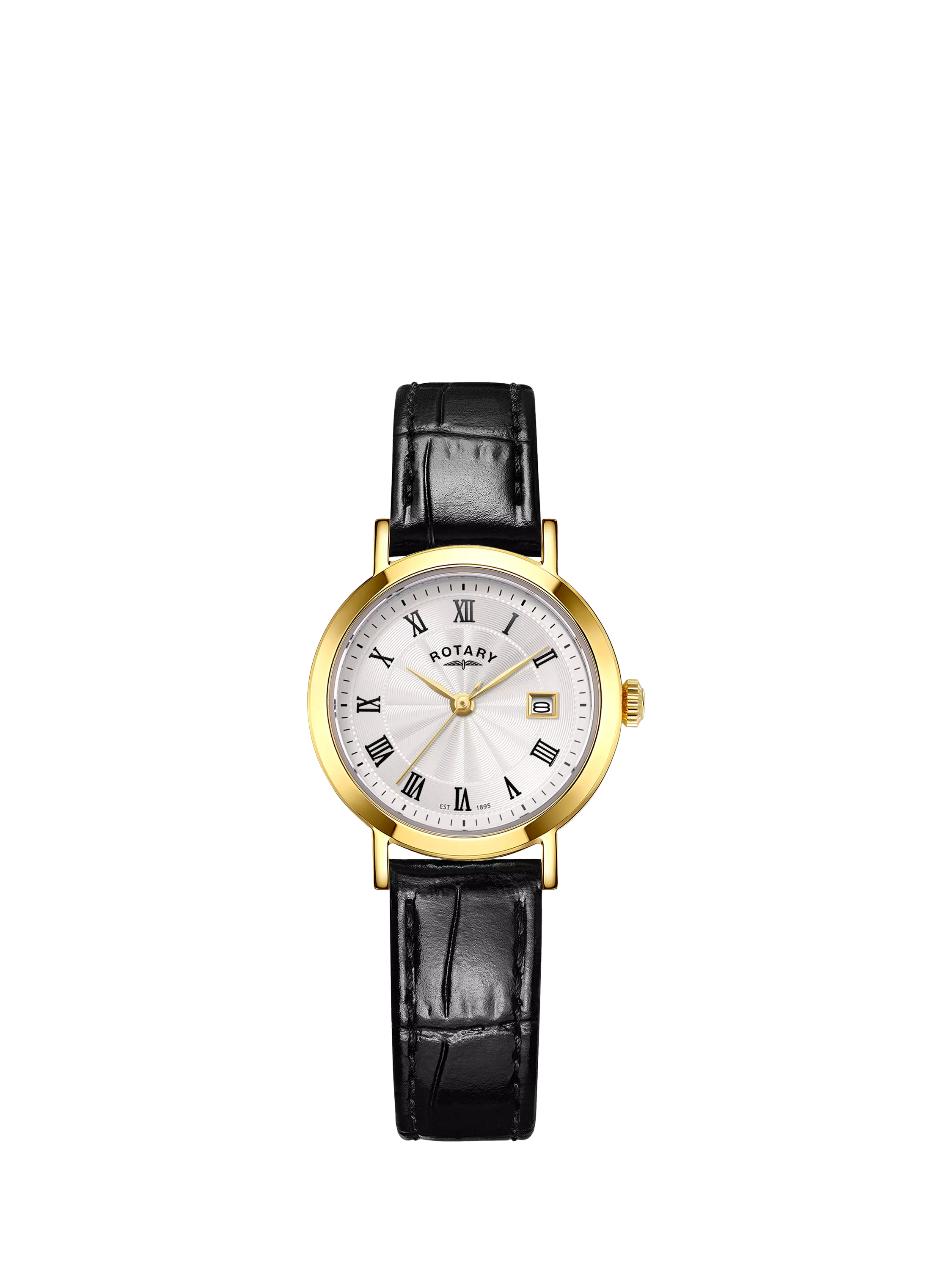 Rotary Heritage women's watch gold PVD case black strap (British brand)