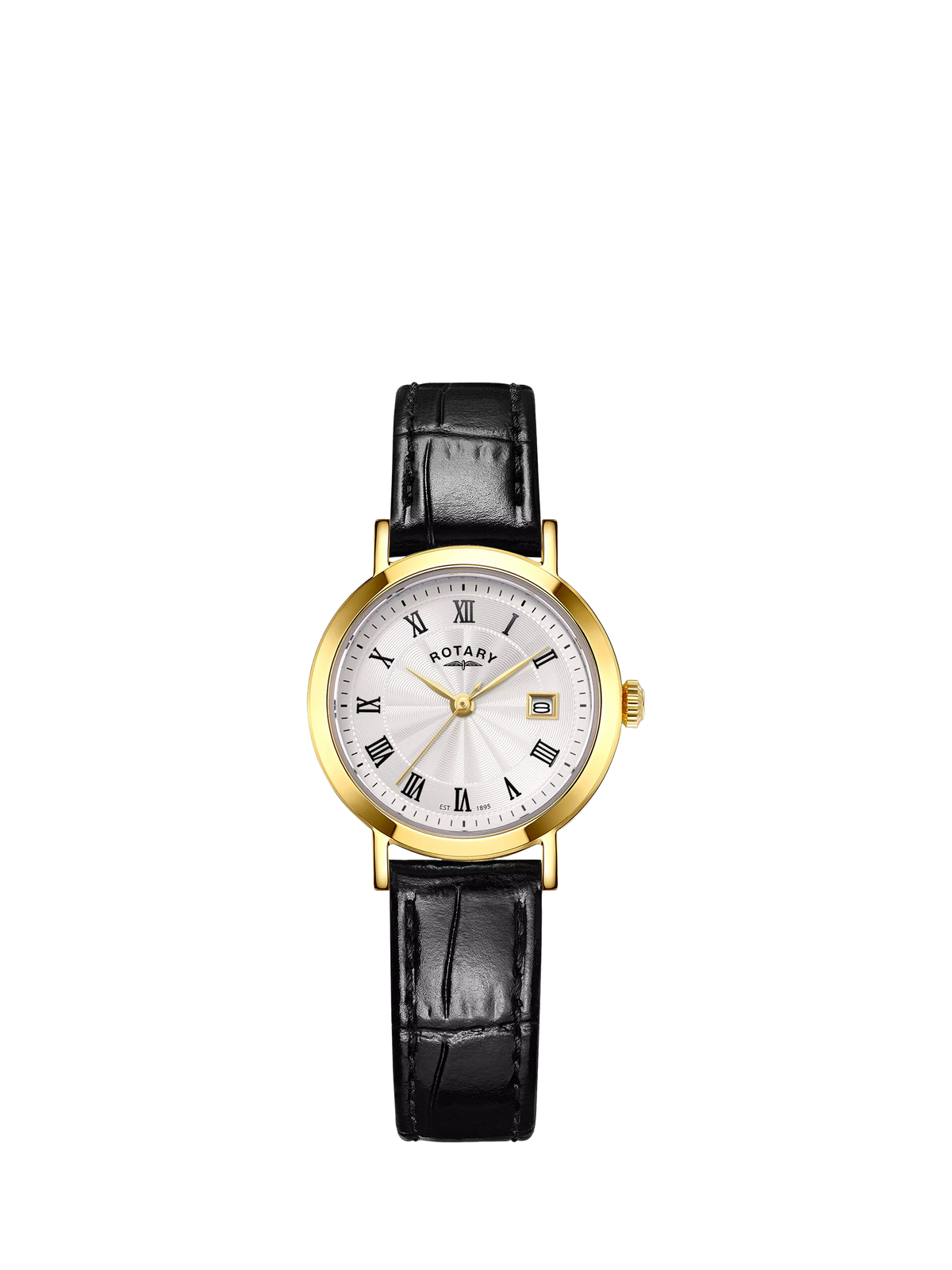 Rotary Heritage women's watch gold PVD case black strap (British brand)