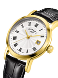 Rotary Heritage women's watch gold PVD case black strap (British brand)