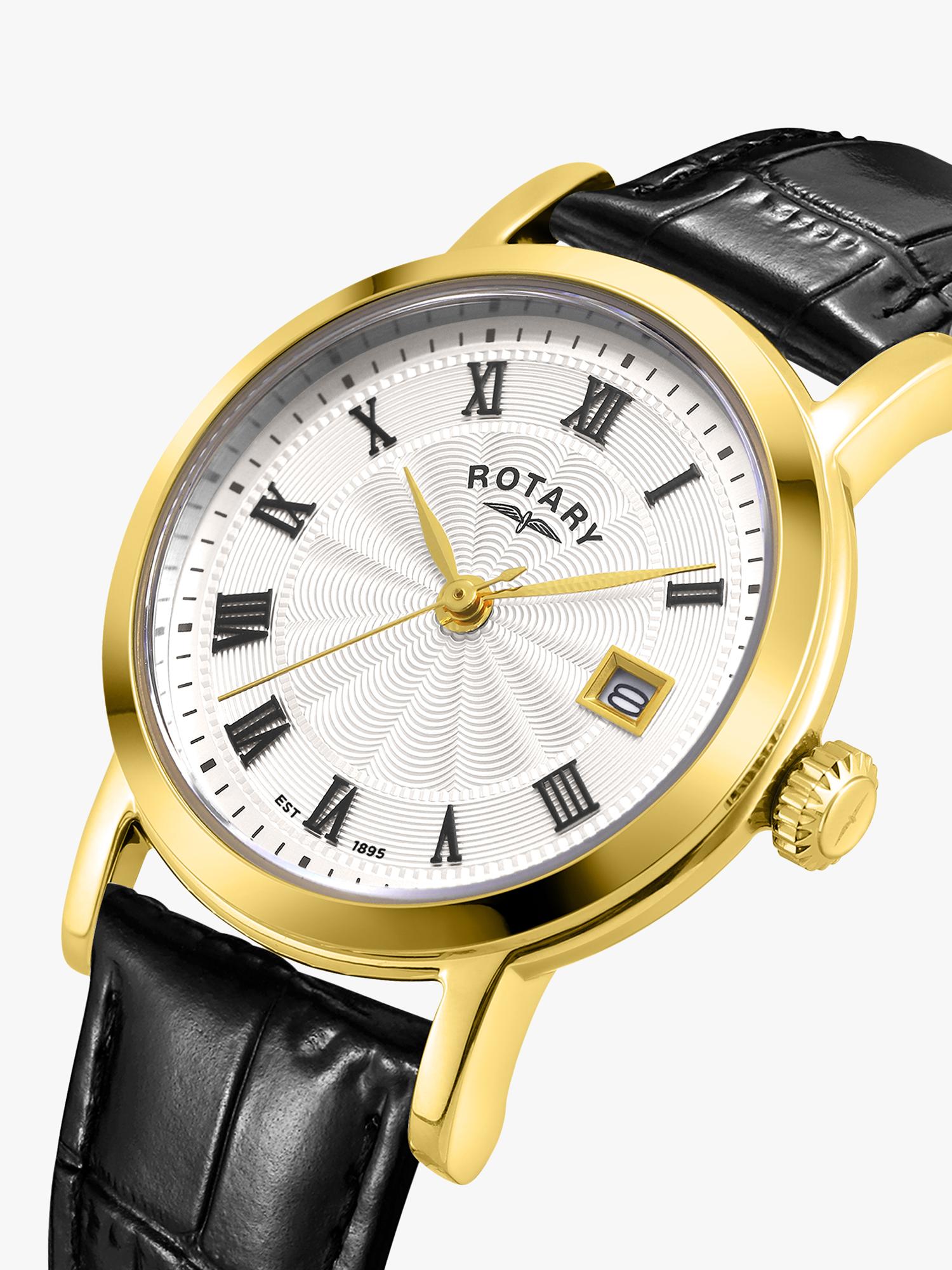 Rotary Heritage women's watch gold PVD case black strap (British brand)