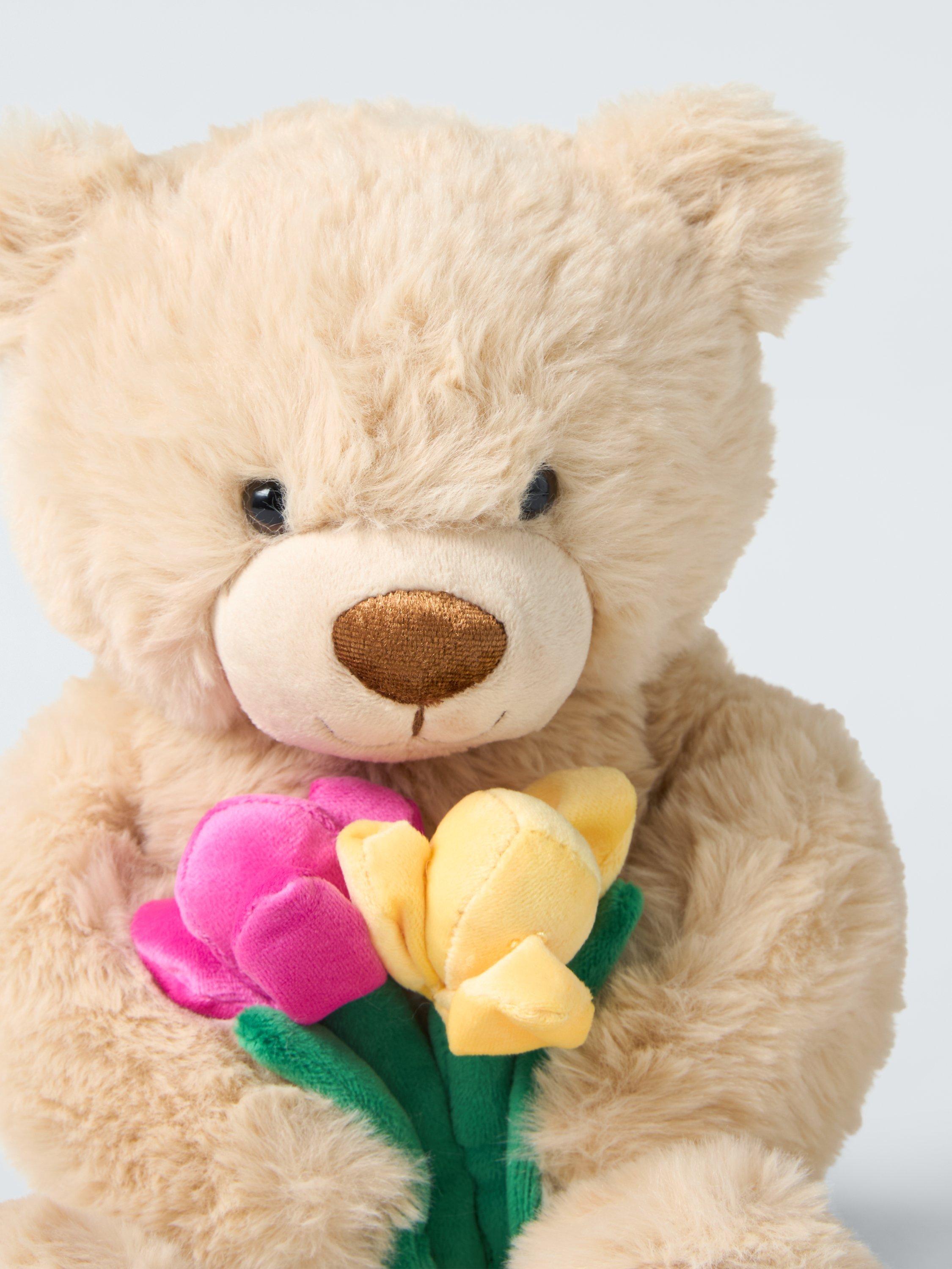 John Lewis bear soft toy with tulip flowers, imported from the UK