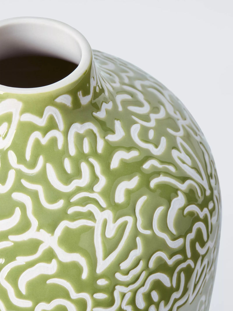 John Lewis Archive stoneware vase green - British product