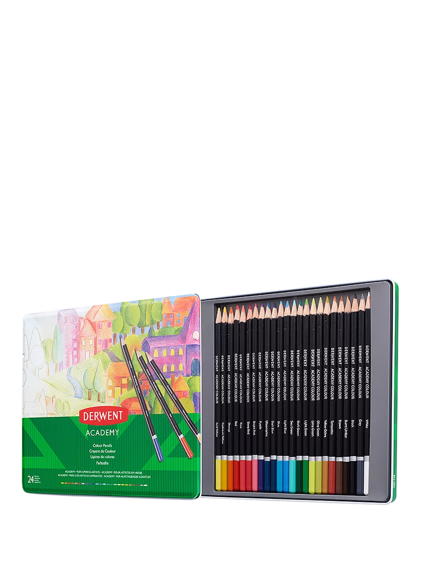 Derwent Academy colour pencils tin of 24, imported from the UK