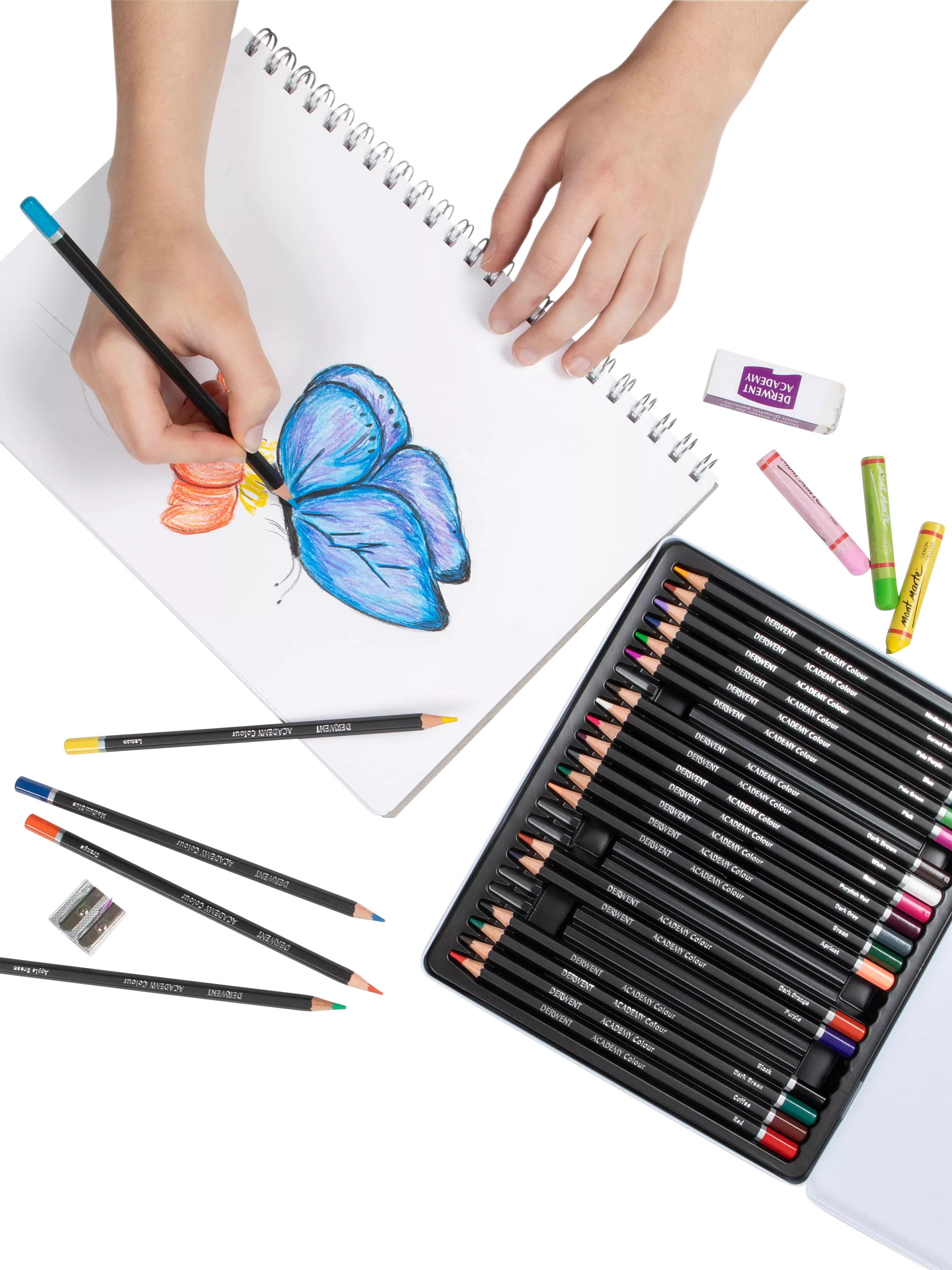 Derwent Academy colour pencils tin of 24, imported from the UK