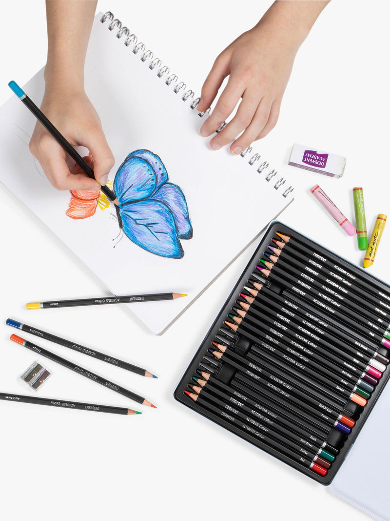 Derwent Academy colour pencils tin of 24, imported from the UK
