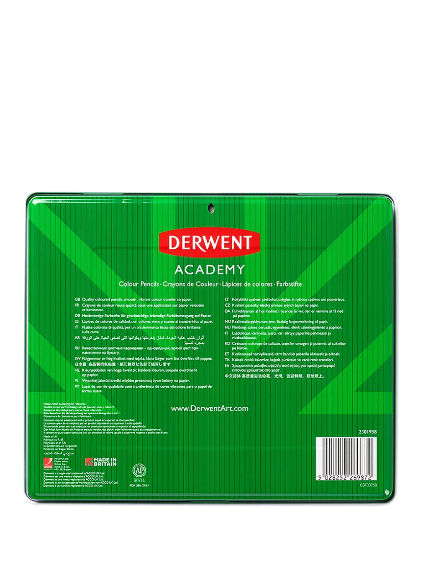 Derwent Academy colour pencils tin of 24, imported from the UK