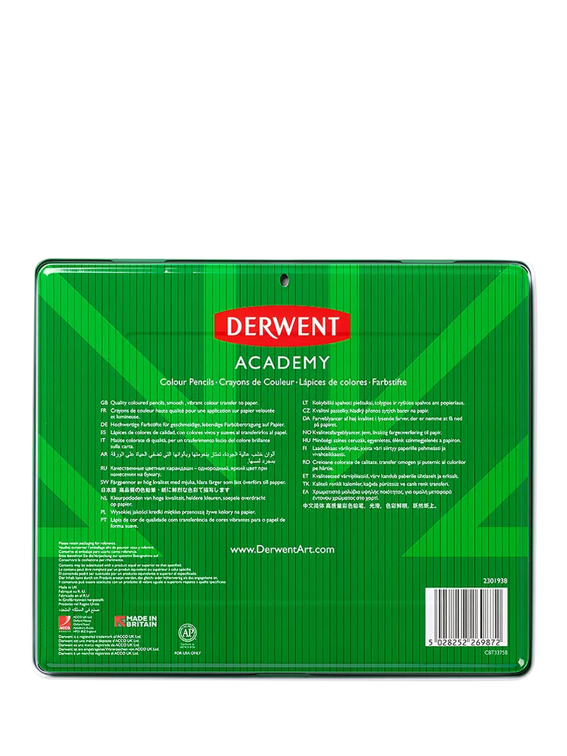 Derwent Academy colour pencils tin of 24, imported from the UK