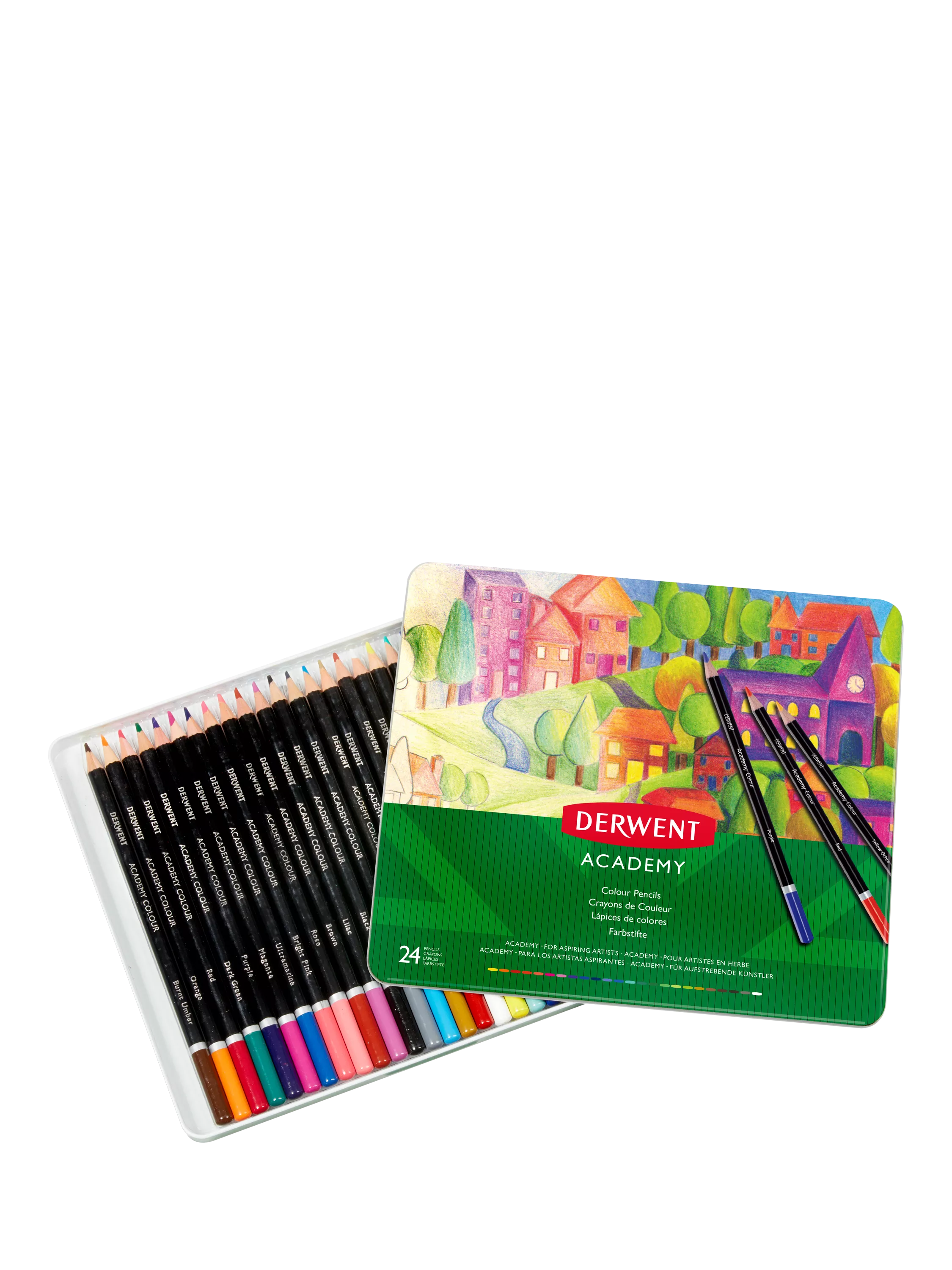 Derwent Academy colour pencils tin of 24, imported from the UK