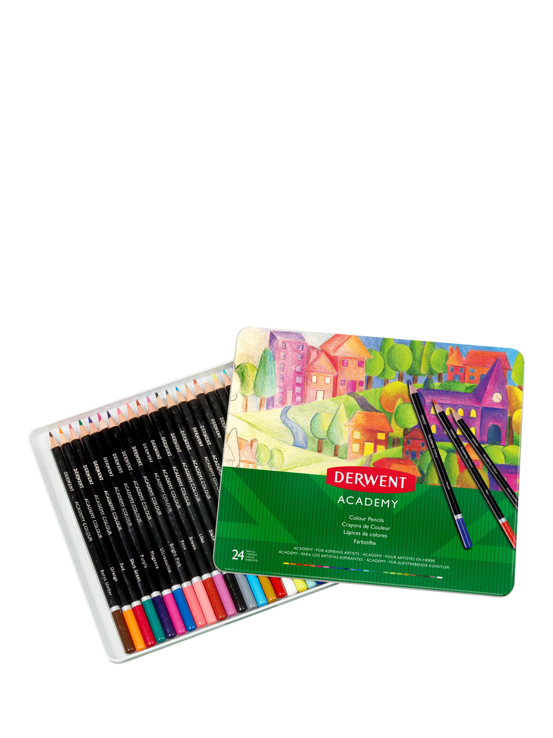 Derwent Academy colour pencils tin of 24, imported from the UK