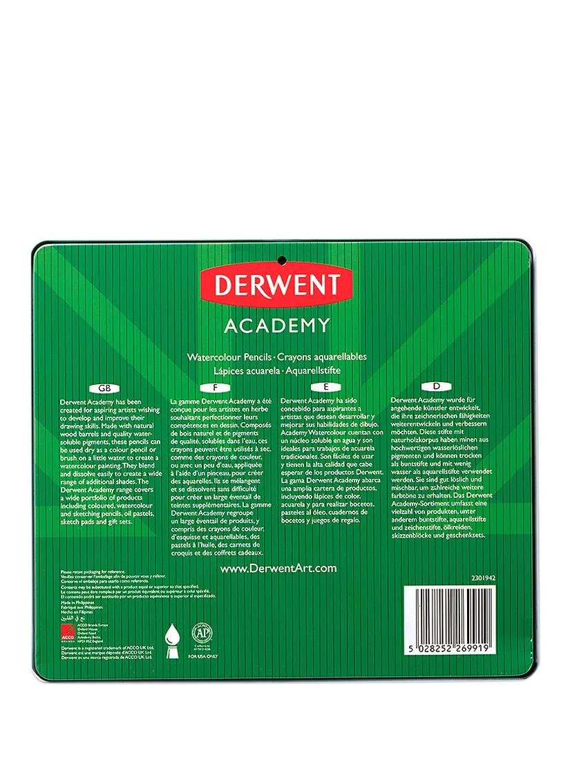 Derwent Academy watercolour pencils tin of 24, UK version