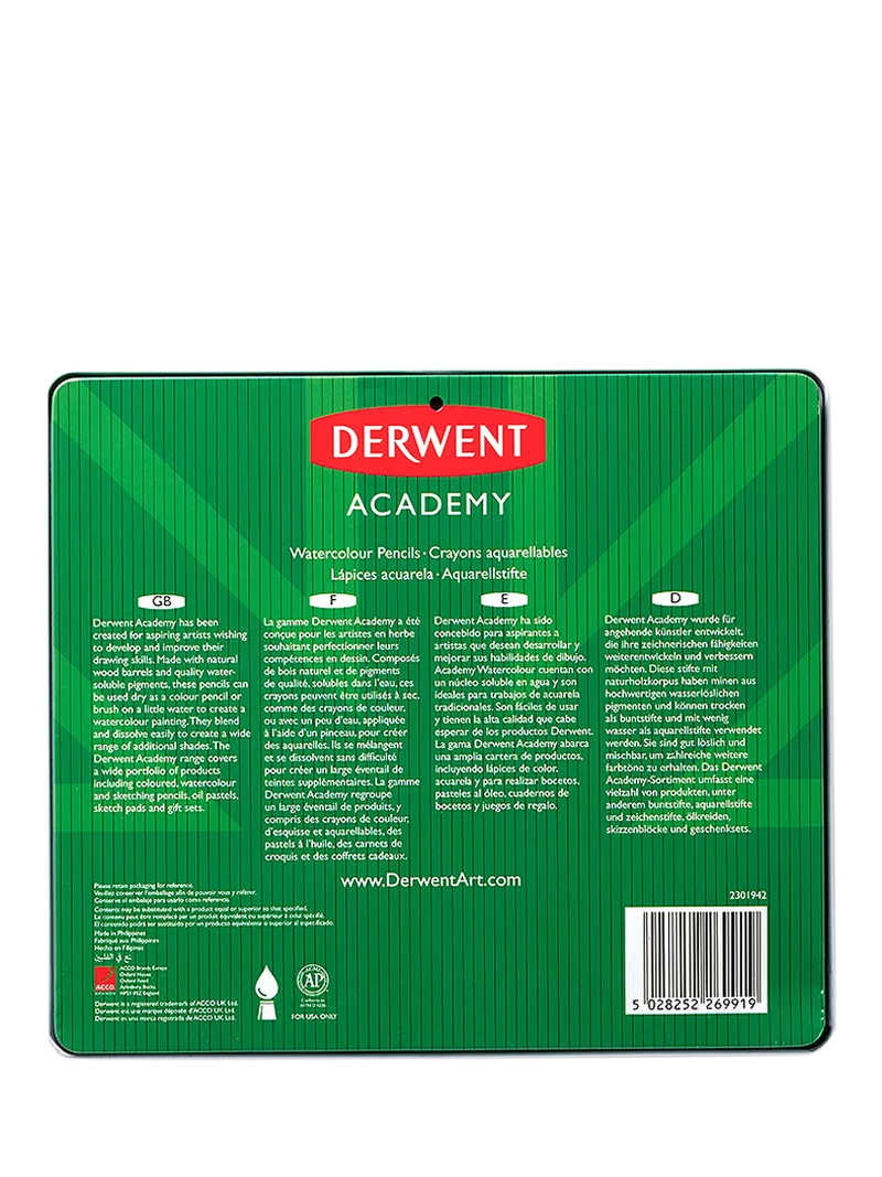 Derwent Academy watercolour pencils tin of 24, UK version