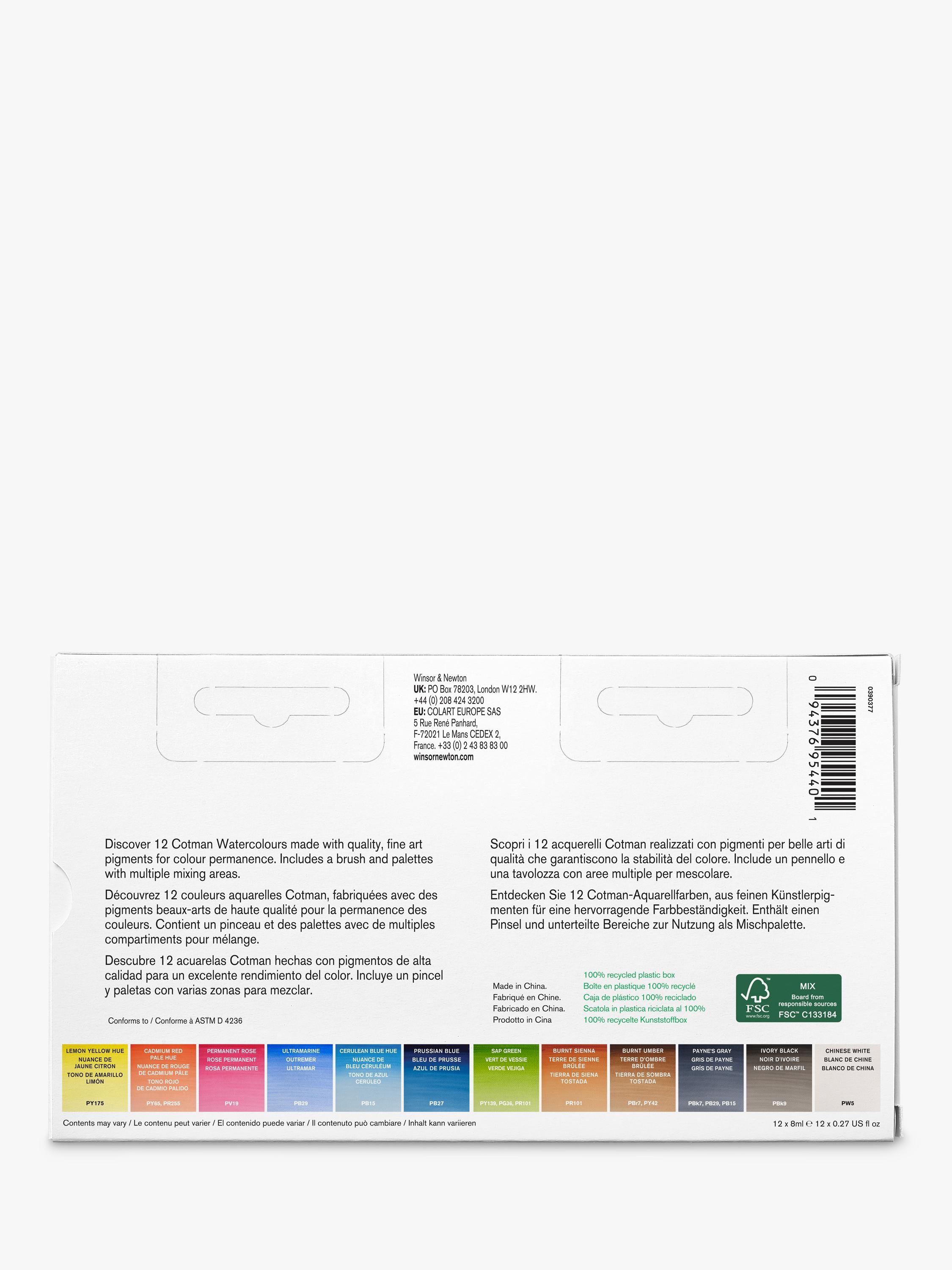 Winsor & Newton Cotman watercolour tube travel set 13 pieces (British brand)