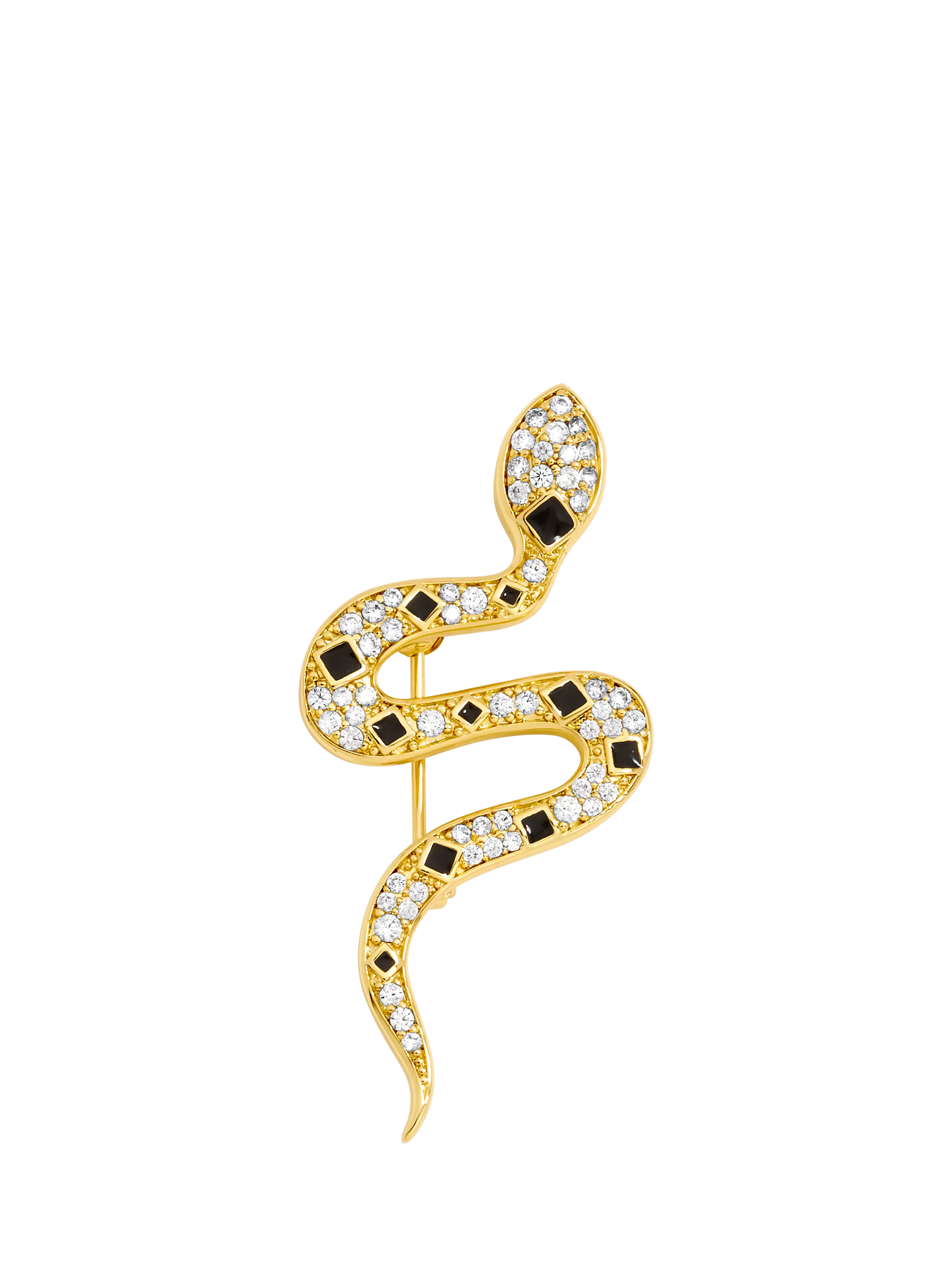 Jon Richard gold plated crystal and jet snake brooch, UK version