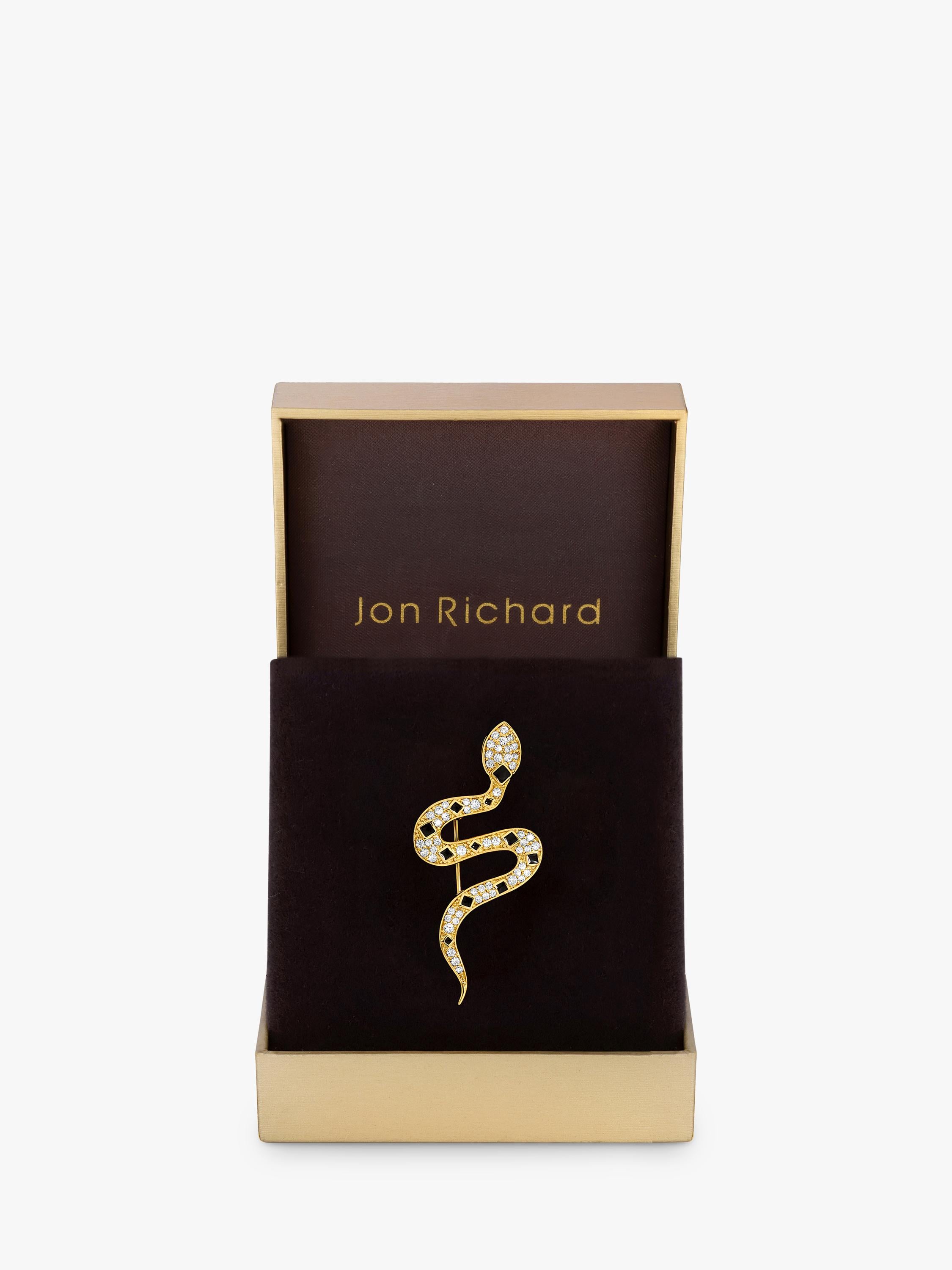 Jon Richard gold plated crystal and jet snake brooch, UK version