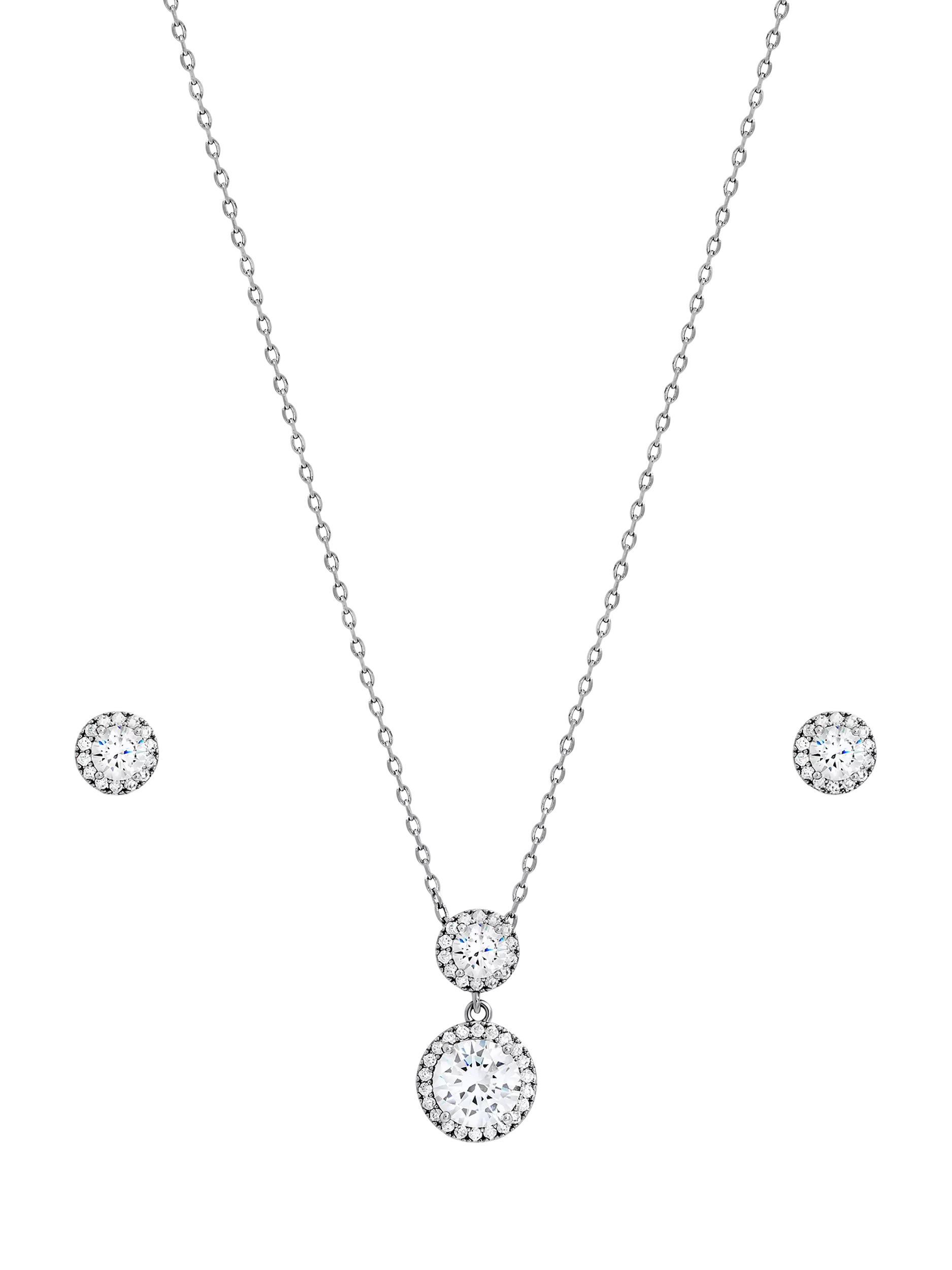 Jon Richard cubic zirconia drop earrings box set silver, UK version