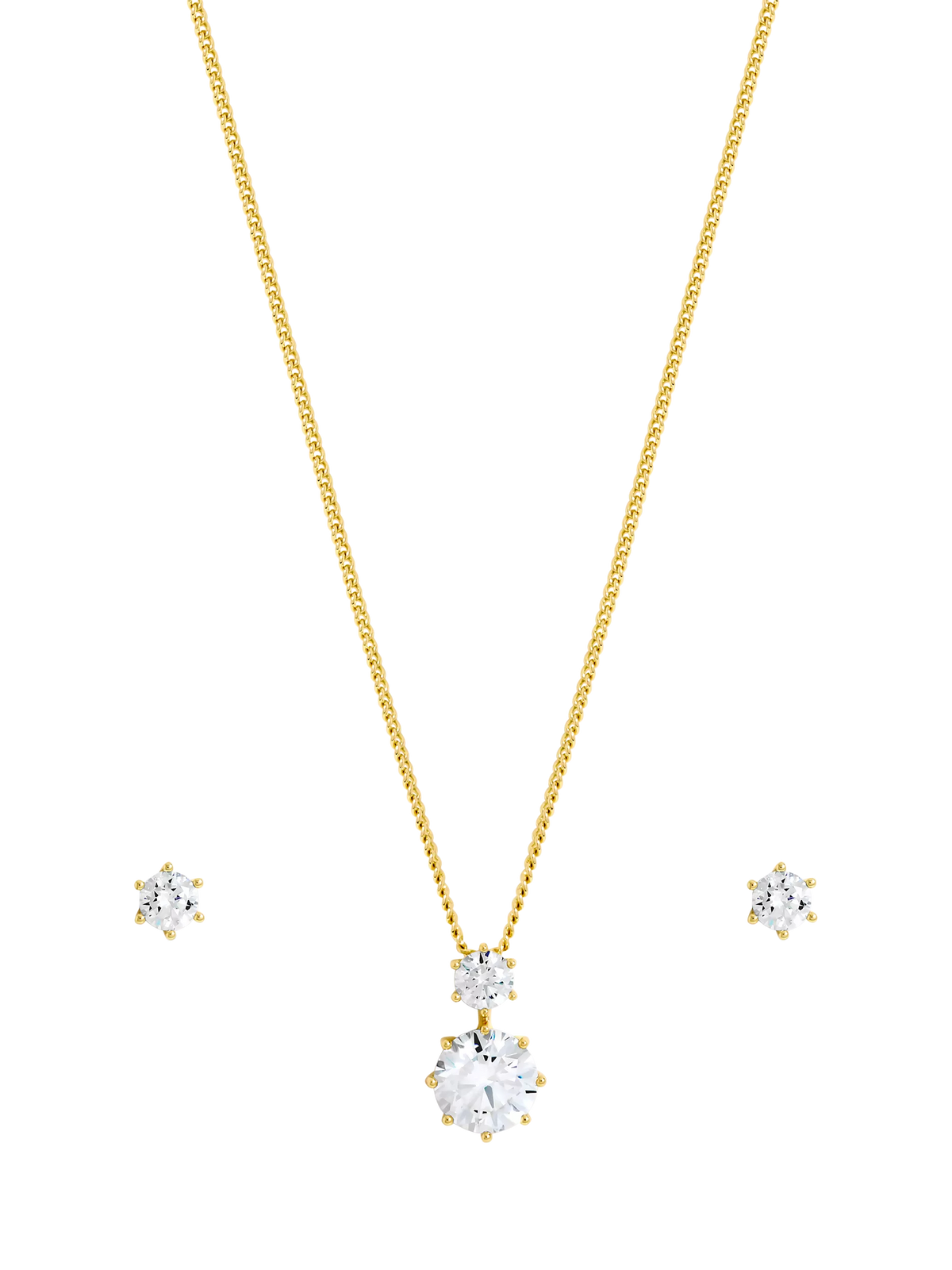 Jon Richard cubic zirconia round drop gold earrings, UK version