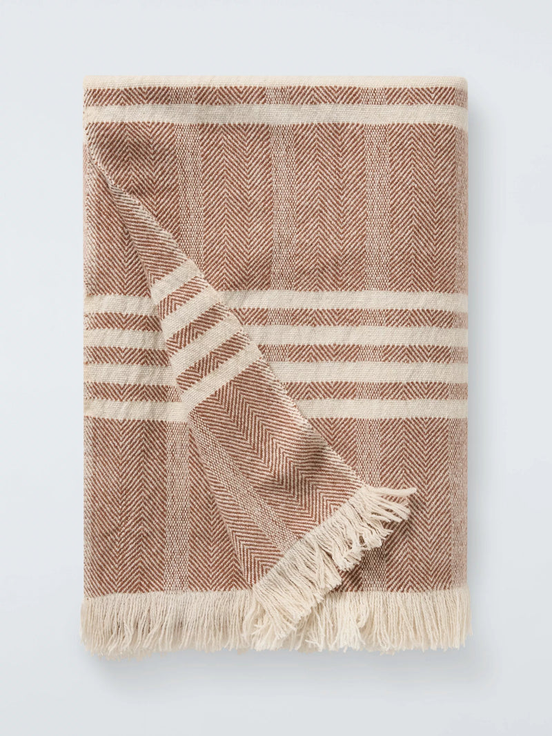 John Lewis herringbone woven wool throw 190x140cm, imported from the UK