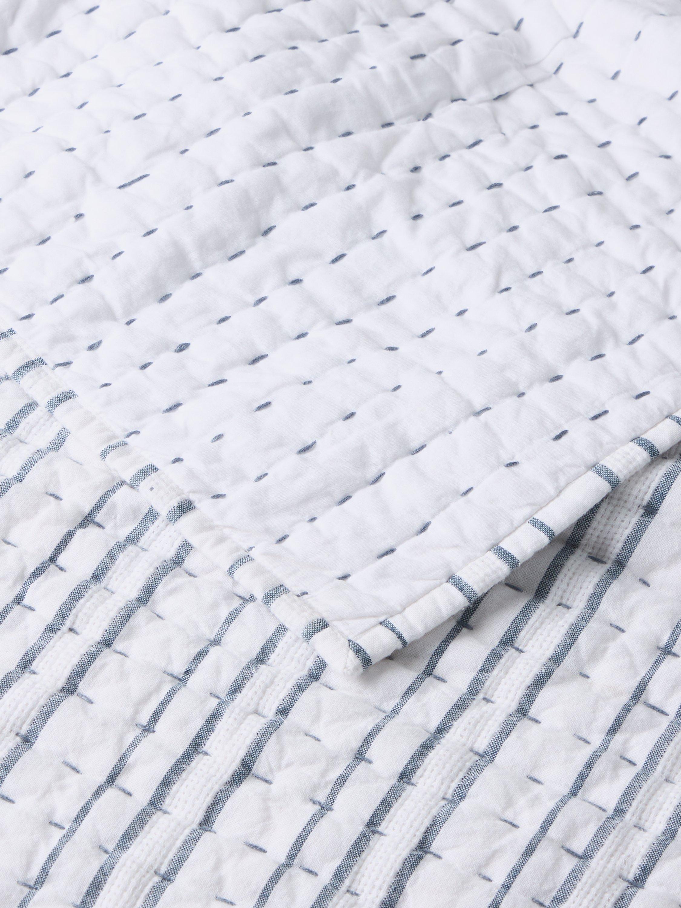 John Lewis striped cotton quilt blue king size (British brand)