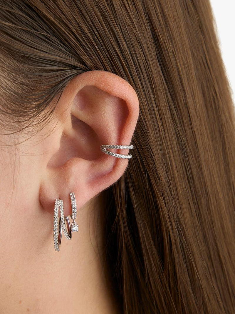 Astrid and Miyu Illusion Crystal Hoop Earrings silver - British product