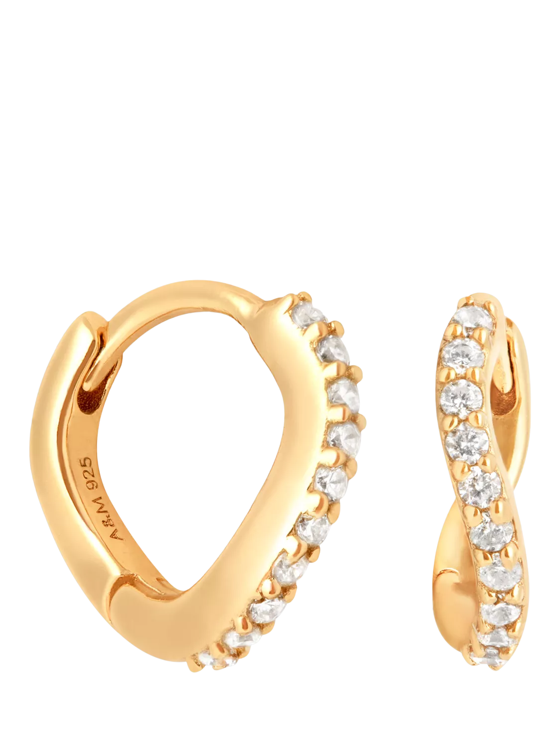 Astrid & Miyu wave crystal huggie earrings yellow gold 11mm - British product