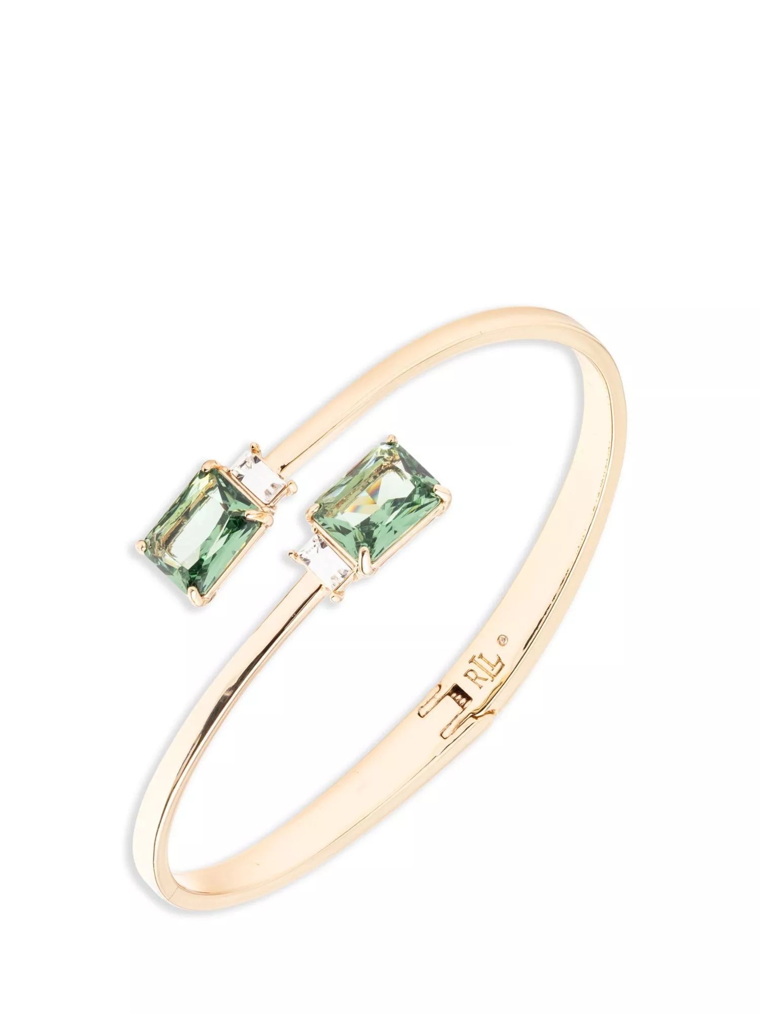 Ralph Lauren gold tone bangle with green erinite crystals, UK version