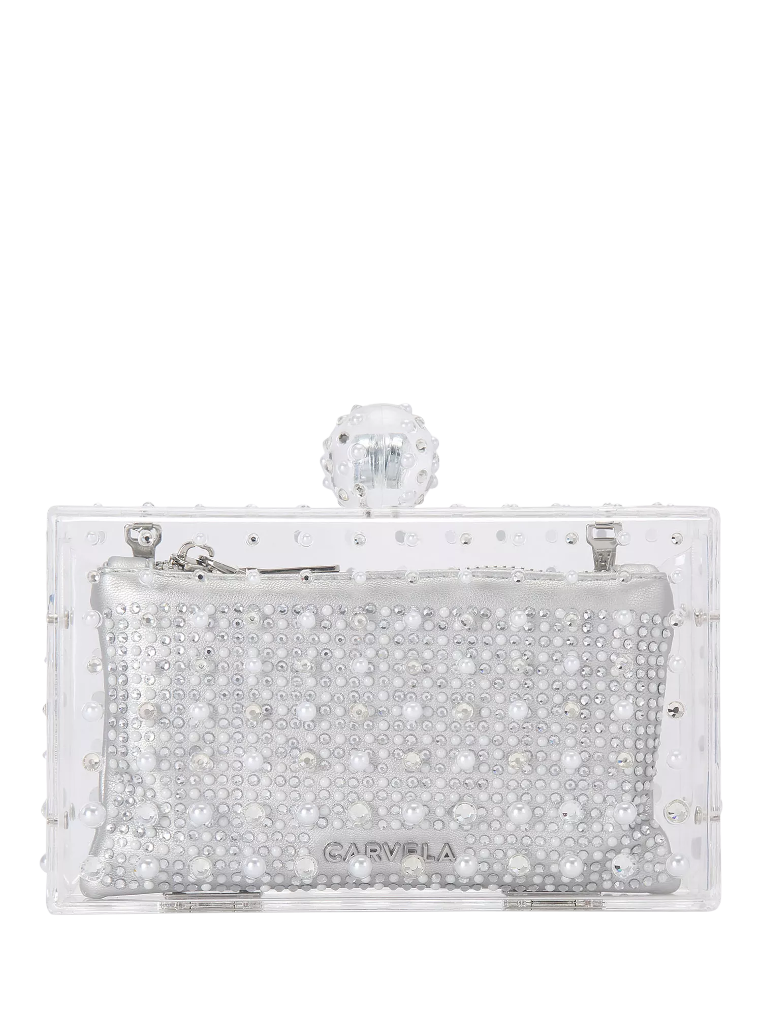 Carvela Cristallo clutch bag silver (British brand)