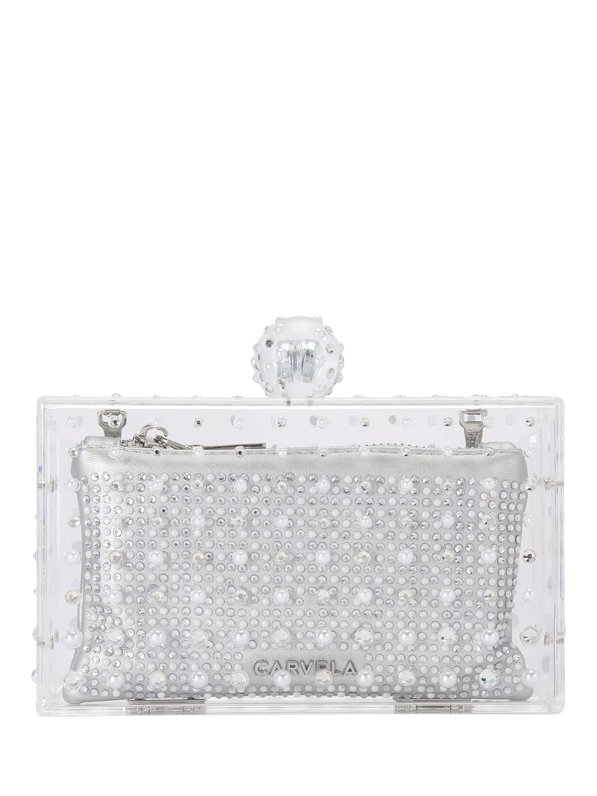 Carvela Cristallo clutch bag silver (British brand)