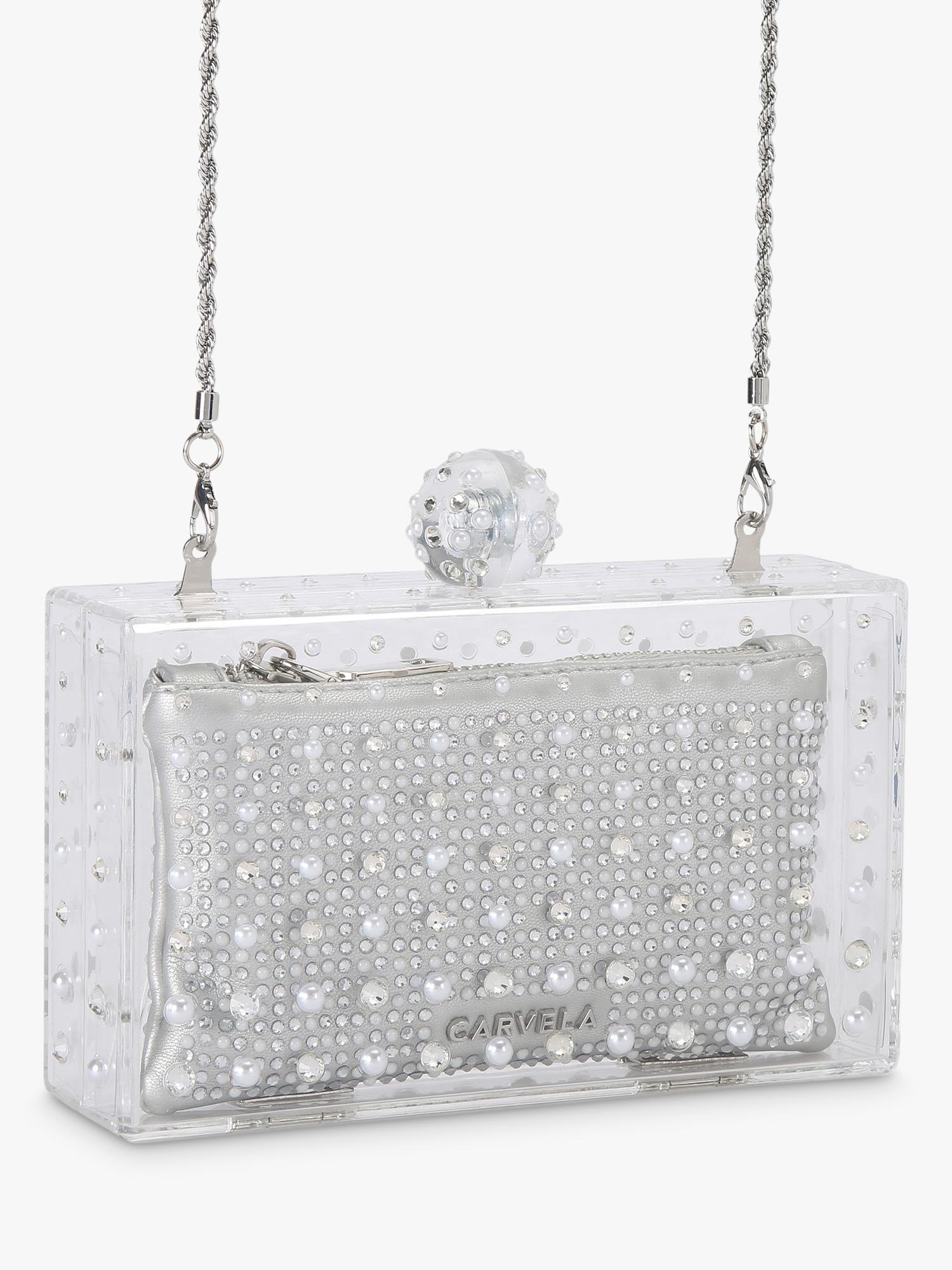 Carvela Cristallo clutch bag silver (British brand)