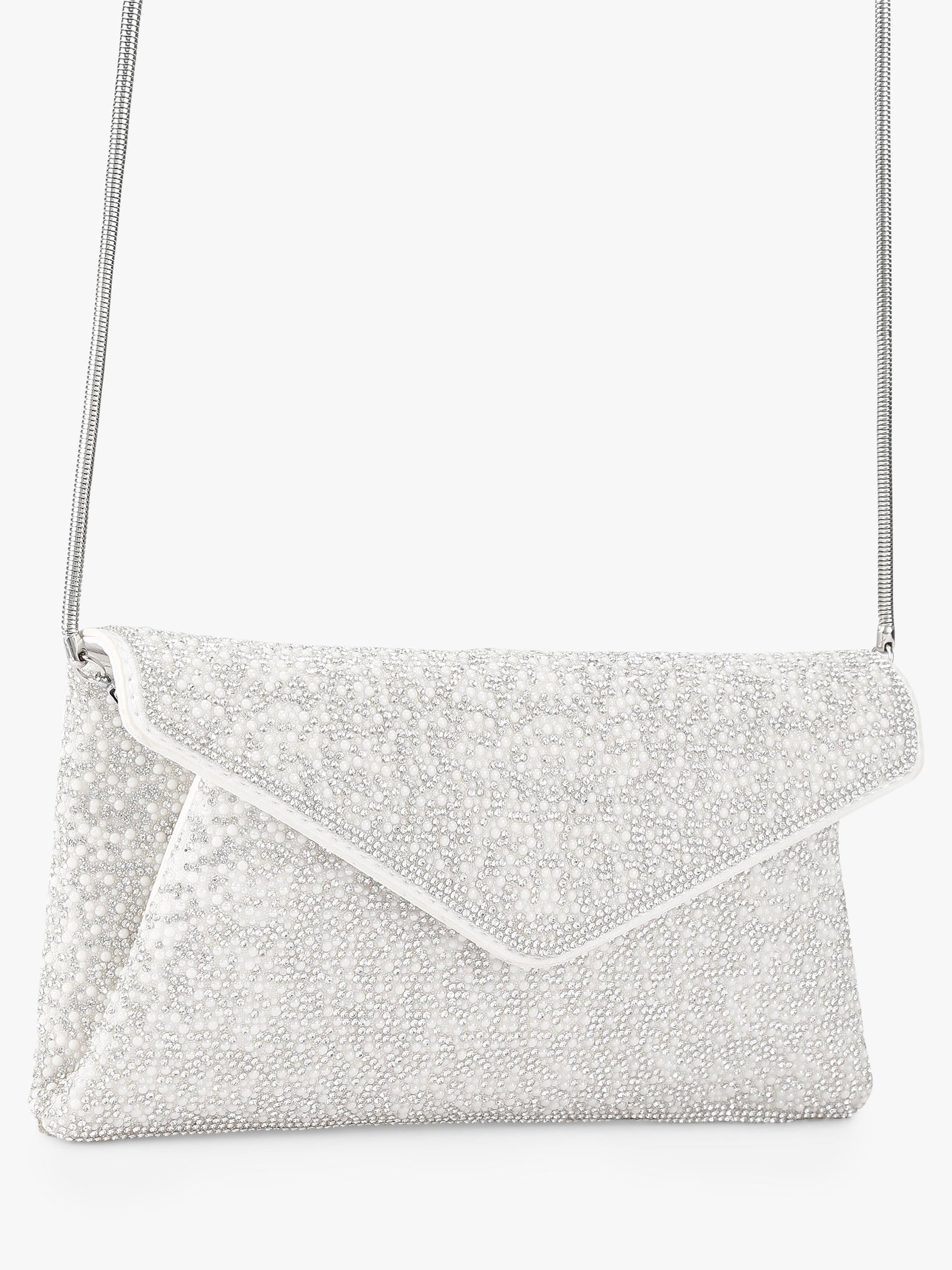 Carvela Stargaze embellished envelope clutch bag, imported from the UK