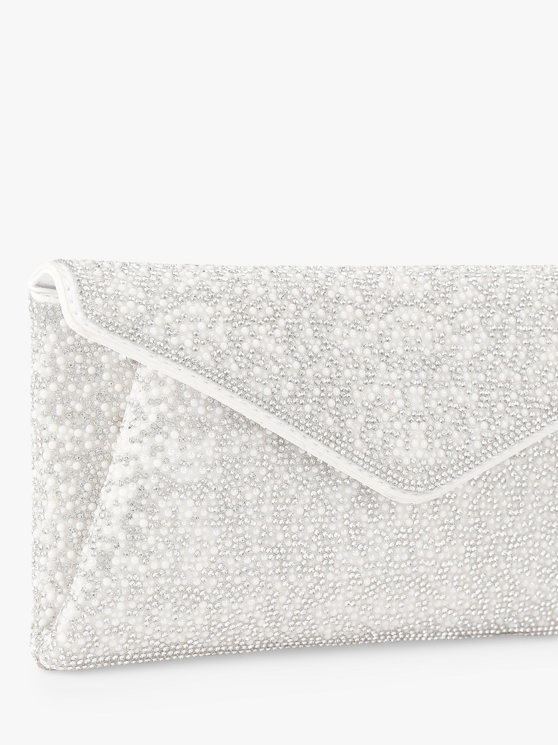 Carvela Stargaze embellished envelope clutch bag, imported from the UK