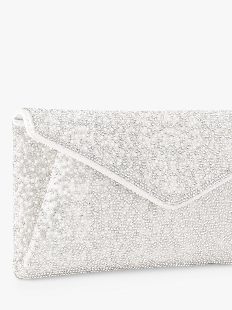 Carvela Stargaze embellished envelope clutch bag, imported from the UK