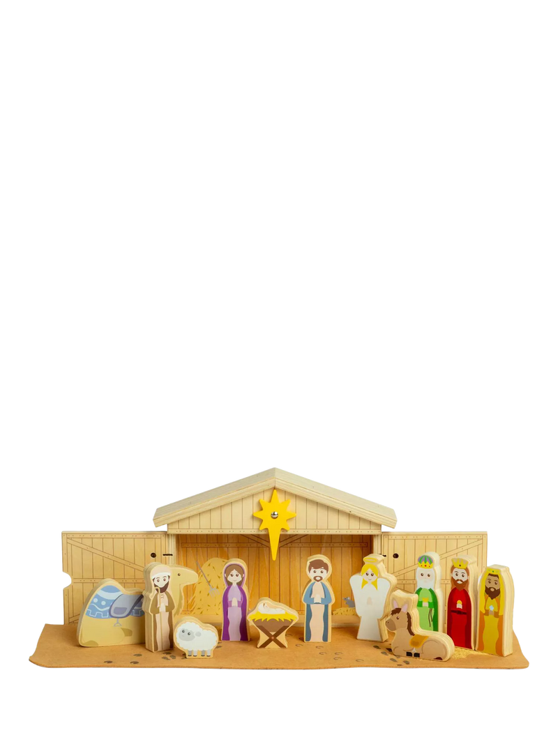 Bigjigs Toys wooden nativity set 13 pieces (British brand)