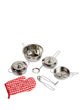 Bigjigs Toys kids kitchen set with stainless steel pots 14cm, imported from the UK