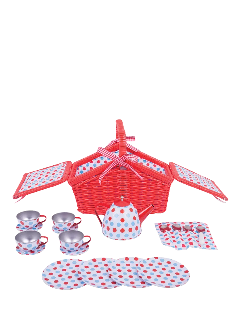 Bigjigs Toys spotted tea set, UK version