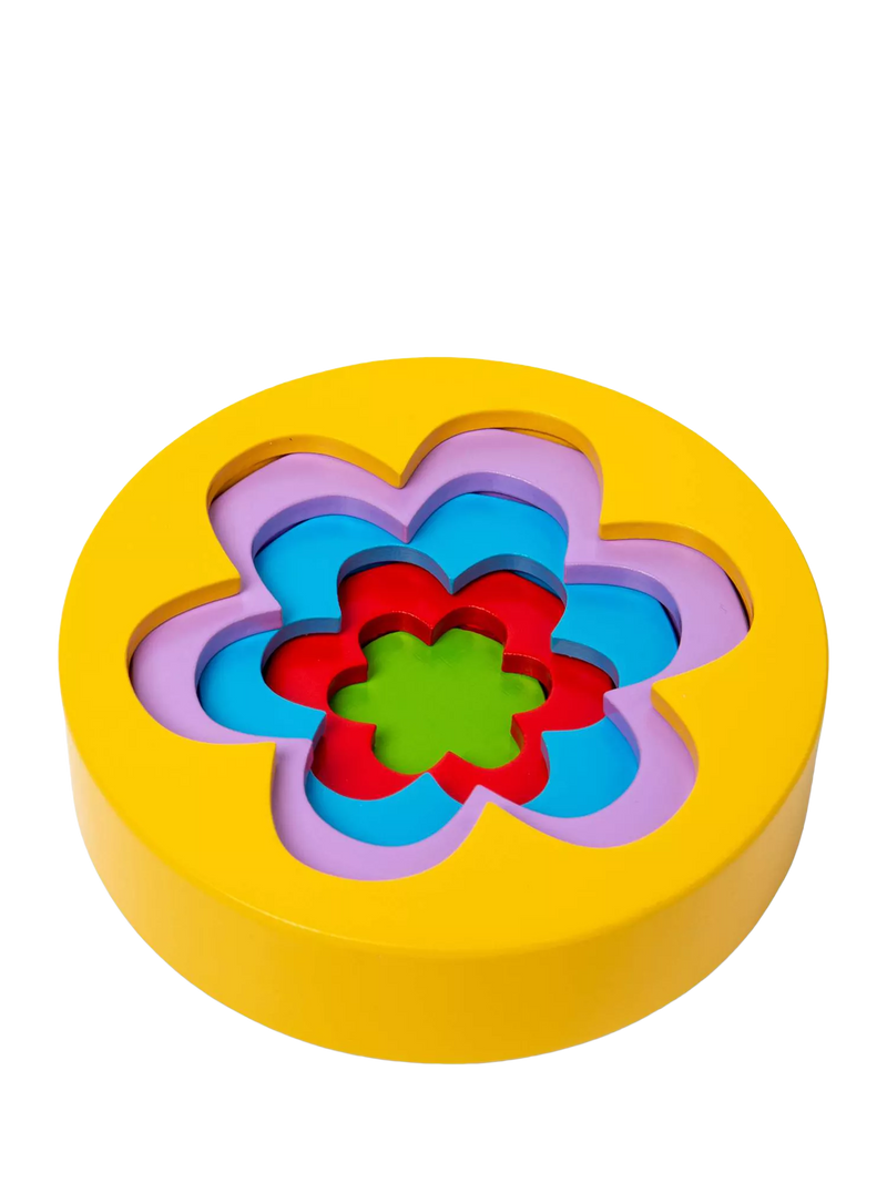 Bigjigs Toys Flower Tower wooden stacking toy with 5 pieces (British brand)