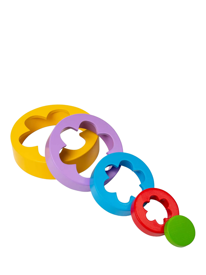 Bigjigs Toys Flower Tower wooden stacking toy with 5 pieces (British brand)