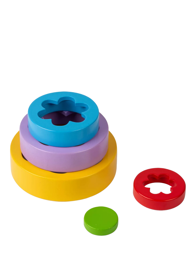Bigjigs Toys Flower Tower wooden stacking toy with 5 pieces (British brand)