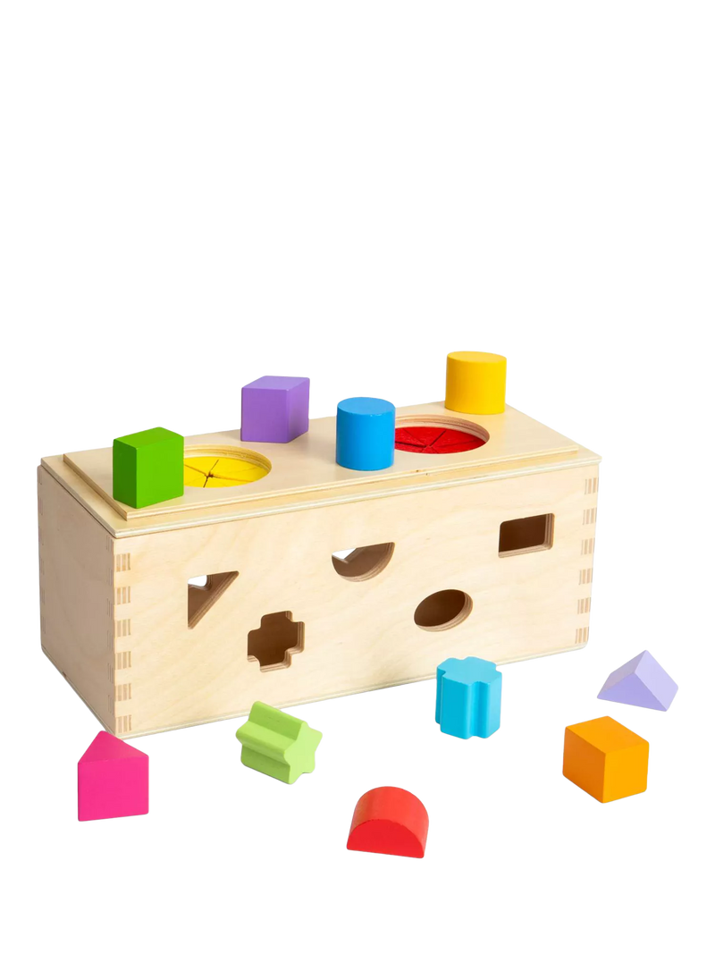 Bigjigs Toys Mystery Box wooden shape sorting toy - imported from the UK