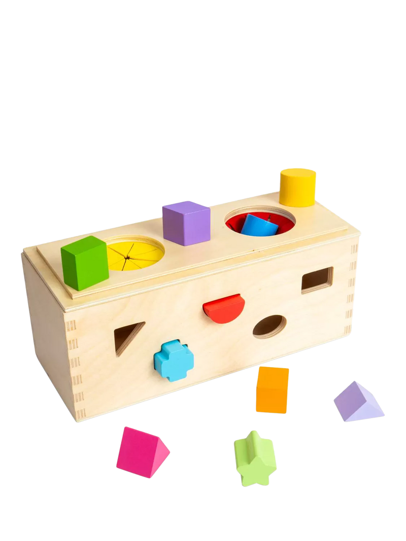 Bigjigs Toys Mystery Box wooden shape sorting toy - imported from the UK