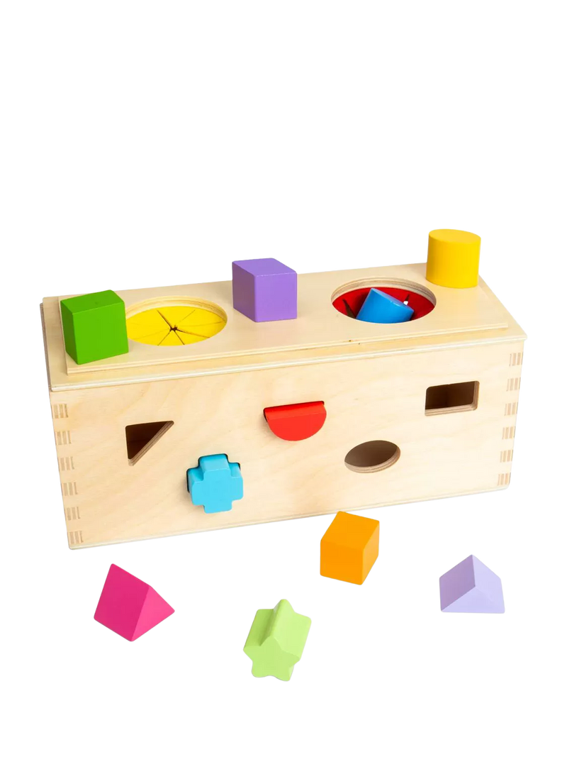 Bigjigs Toys Mystery Box wooden shape sorting toy - imported from the UK