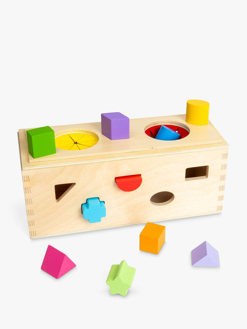 Bigjigs Toys Mystery Box wooden shape sorting toy - imported from the UK